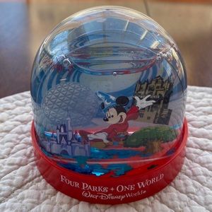 Walt Disney World “Four Parks One World” Sorcerer Plastic Snow Globe